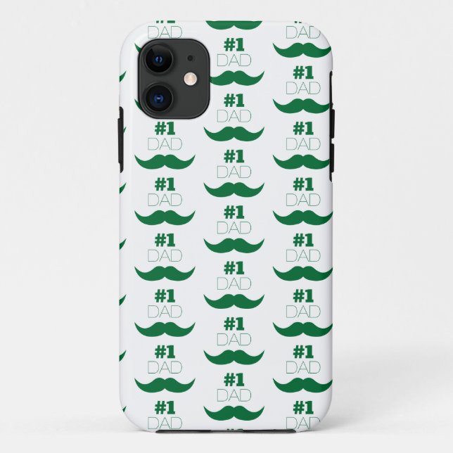 Coques Case-Mate iPhone #1 Papa Moustache verte - Numéro Un (Dos)