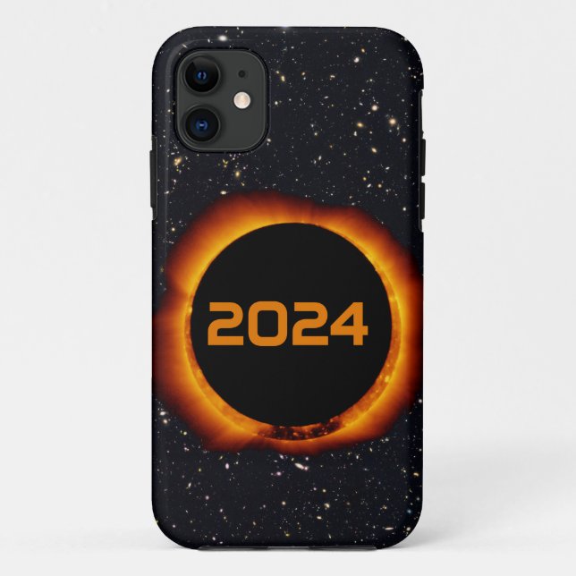 Coques Case-Mate iPhone 2024 Éclipse solaire totale Date Ciel étoilé (Dos)