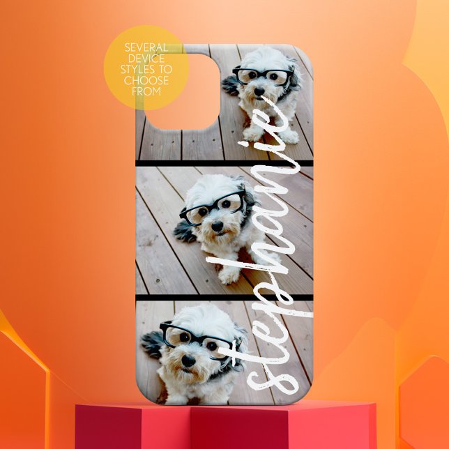 Coques Case-Mate iPhone 3 Collage photo - Photos horizontales avec nom per (Personalized Phone Case with Custom Text and Trendy Design)