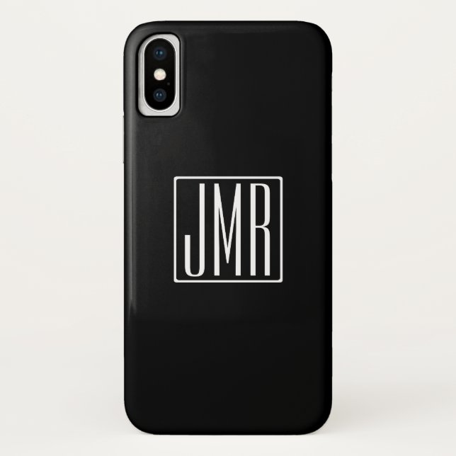 Coques Case-Mate iPhone 3 Initiales Monogramme | Noir & Blanc (ou couleur  (Dos)