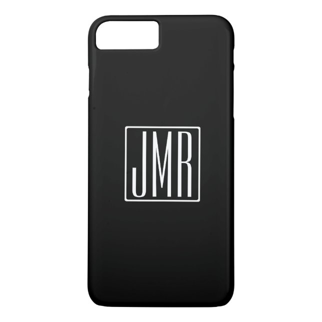 Coques Case-Mate iPhone 3 Initiales Monogramme | Noir & Blanc (ou couleur  (Dos)