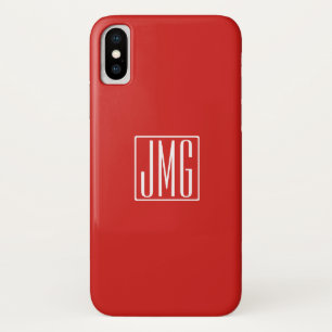 Case-Mate iPhone Case 3 Initiales Monogramme Rouge & Blanc (ou couleur
