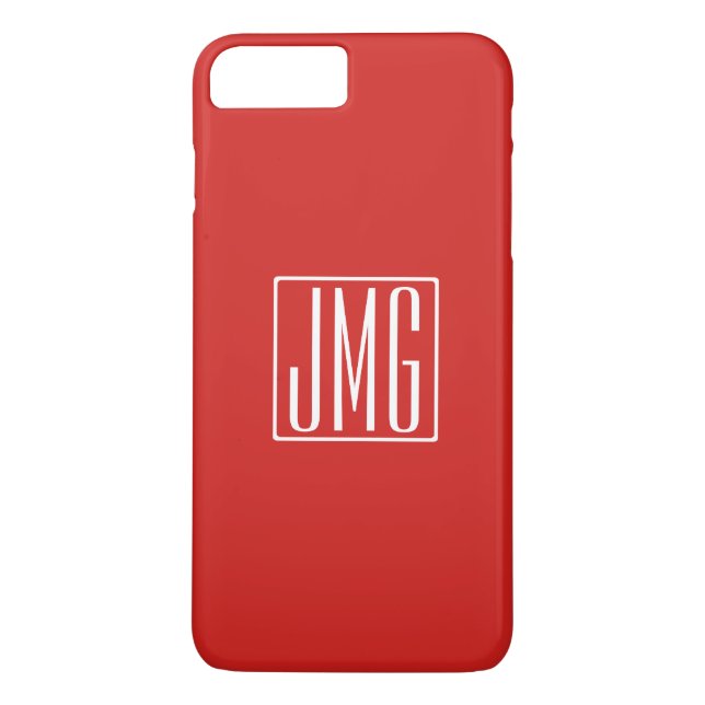 Coques Case-Mate iPhone 3 Initiales Monogramme | Rouge & Blanc (ou couleur (Dos)