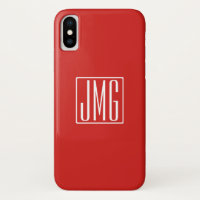 3 Initiales Monogramme | Rouge et blanc (ou couleu