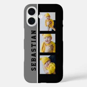 Coque Pour iPhone 16 3 Photo et nom personnalisés faits sur mesure