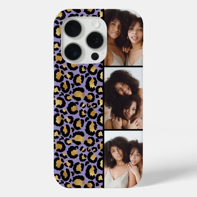 Coques Case-Mate iPhone 3 Photo Imprimé Léopard Violet Et Or (Verso)