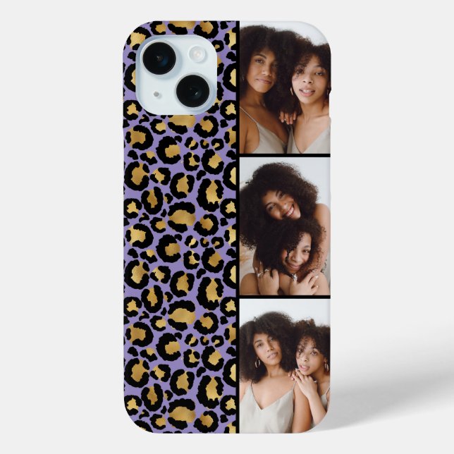 Coques Case-Mate iPhone 3 Photo Imprimé Léopard Violet Et Or (Verso)