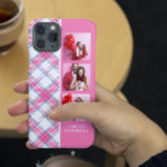 Coque Case-Mate iPhone 3 Photo Preppy Rose Plaid Moderne Fille Nom Person<br><div class="desc">3 Photo Preppy Pink Plaid Modern Girly Personnalisé Nom Smartphone coque iphone dispose de 3 de vos photos préférées avec votre nom personnalisé sur un élégant motif plaid rose, bleu et blanc. Parfait pour l'anniversaire, Noël, Fête des Mères, soeur, meilleure amie et plus encore. Conçu par © Evco Studio www.zazzle.com/store/evcostudio...</div>