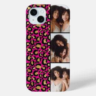 Coque Case-Mate iPhone 3 Photo Rose Chaud Et Imprimé Léopard Doré