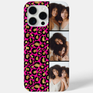 Coque Case-Mate iPhone 3 Photo Rose Chaud Et Imprimé Léopard Doré