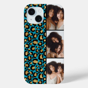 Coque Case-Mate iPhone 3 Photo Turquoise Et Imprimé Léopard Doré