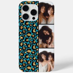 Coque Case-Mate iPhone 3 Photo Turquoise Et Imprimé Léopard Doré