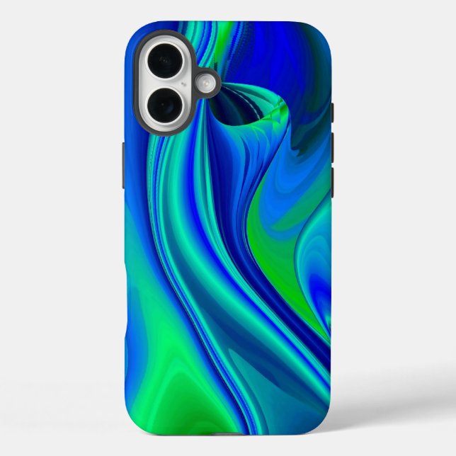 Coques Case-Mate iPhone 3D Abstrait en bleu vert violet (Verso)