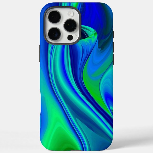 Coques Case-Mate iPhone 3D Abstrait en bleu vert violet (Verso)