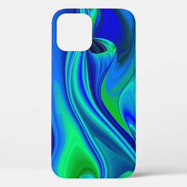 Coques Case-Mate iPhone 3D Abstrait en bleu vert violet (Verso)