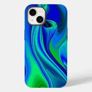 Coque Case-Mate iPhone 3D Abstrait en bleu vert violet
