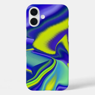 Coque Pour iPhone 16 Plus 3D Abstrait en bleu vert violet