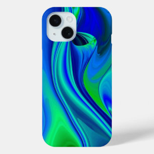 Coque Case-Mate iPhone 3D Abstrait en bleu vert violet