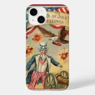 Coques Pour iPhone 4 juillet vintage Fireworks avec Oncle Sam