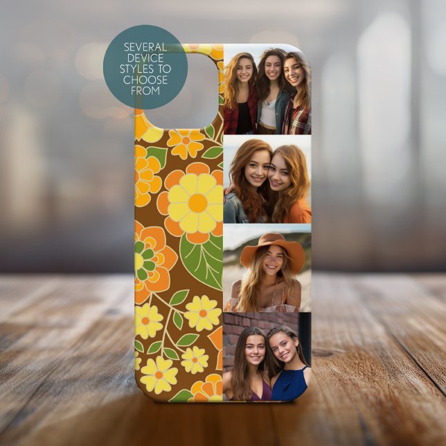Coques Case-Mate iPhone 4 Photo Film Strip Nom du script Fleurs funky (Personalized Phone Cover with Photos)