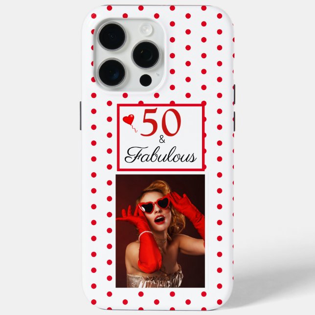 Coques Case-Mate iPhone 50 & Fabuleux Photo Dots rouges et blanc 50e anniv (Verso)