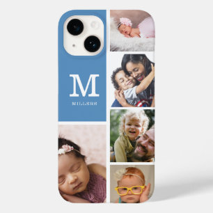 Coque Case-Mate iPhone 5 Photo Collage Famille Monogramme Nom Ardoise Ble