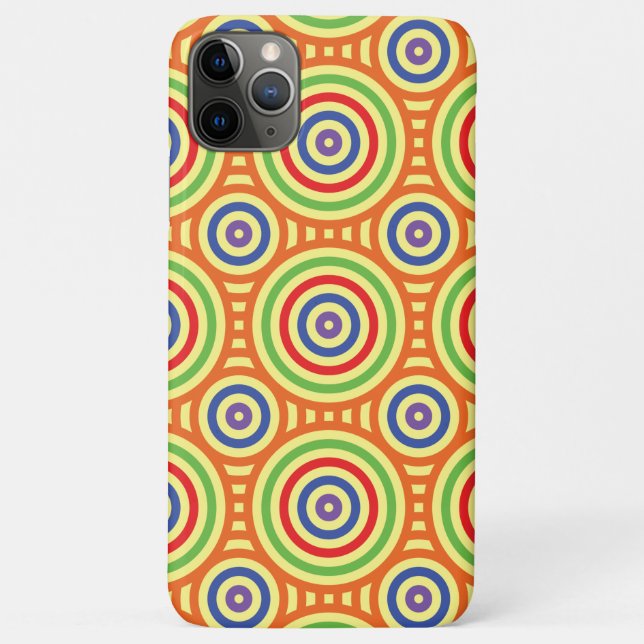 Coques Case-Mate iPhone 60s Motif géométrique circulaire rétro. Rouge, ver (Dos)