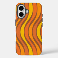 60s super les années 70 Abstrait Wavy Lines Orange