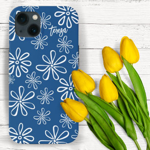 Case-Mate iPhone Case 60s Vibe Retro Blanc et bleu Floral