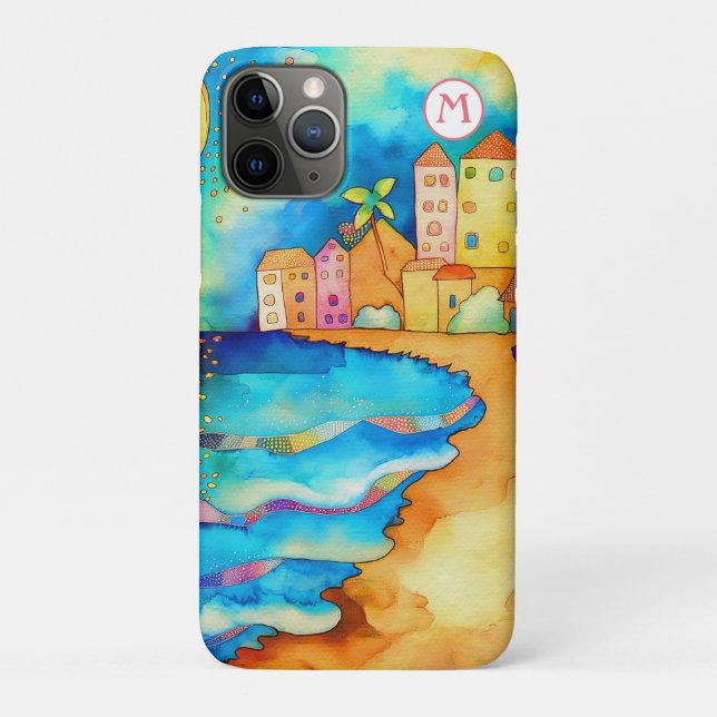 Coques Case-Mate iPhone *~* 6 Aquarelle Mer Plage Sable Parapluie (Dos)