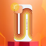 Coque Pour iPhone 16 70 Ligne Inspiré Art Sunset Arc rouge orange jaune<br><div class="desc">Un design bohème courbé avec un motif rayé et des formes circulaires aux couleurs de coucher de soleil jaune,  orange et rouge brique. Un design audacieux mais minimal avec une zone facultative pour ajouter du texte.</div>
