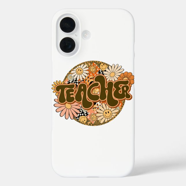 Coques Case-Mate iPhone 70s Style Floral "Teacher" Appreciation (Verso)