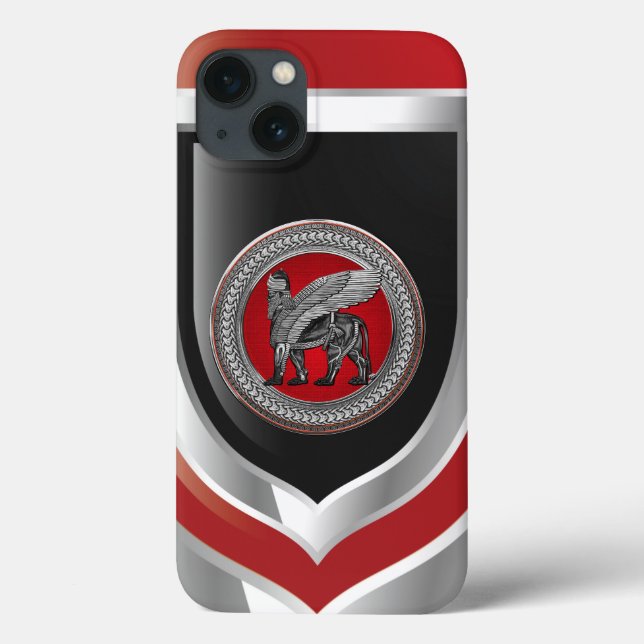 Coques Case-Mate iPhone [800] Lion ailé assyrien : Argent et Lamassu noir (Verso)