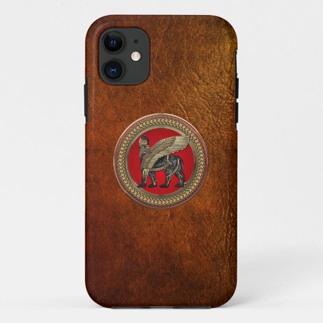 Coques Case-Mate iPhone [800] Lion ailé assyrien : Or et Lamassu noir (Dos)
