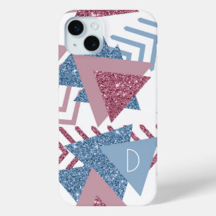 Coque Case-Mate iPhone 80s Abstrait lunaire Dusty rose et bleu personna