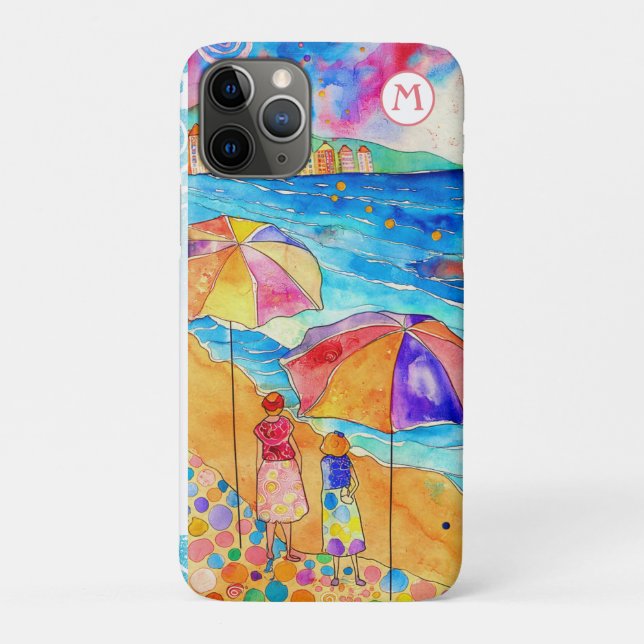 Coques Case-Mate iPhone *~* 8 Aquarelle Mer Plage Sable Parapluie (Dos)