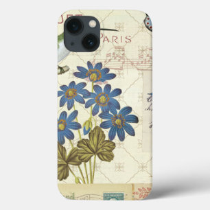 iPhone 13 Case A Bouquet of Blue Flowers, Birds and Butterflies