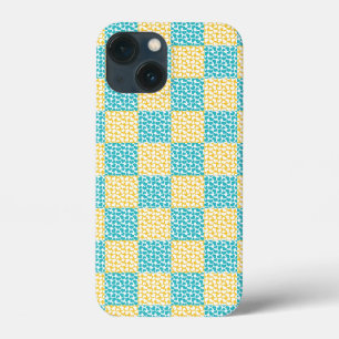 Case-Mate iPhone Case à damiers Amour en Turquoise, Jaune et Blanc