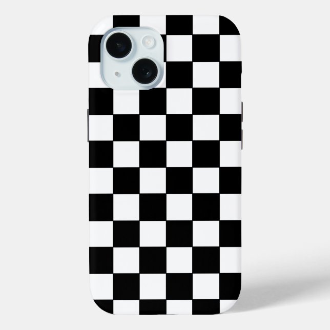 Coques Case-Mate iPhone à damiers blanc et noir (Verso)