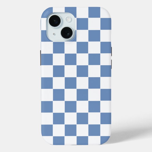 Coques Case-Mate iPhone à damiers bleu/gris et blanc (Verso)