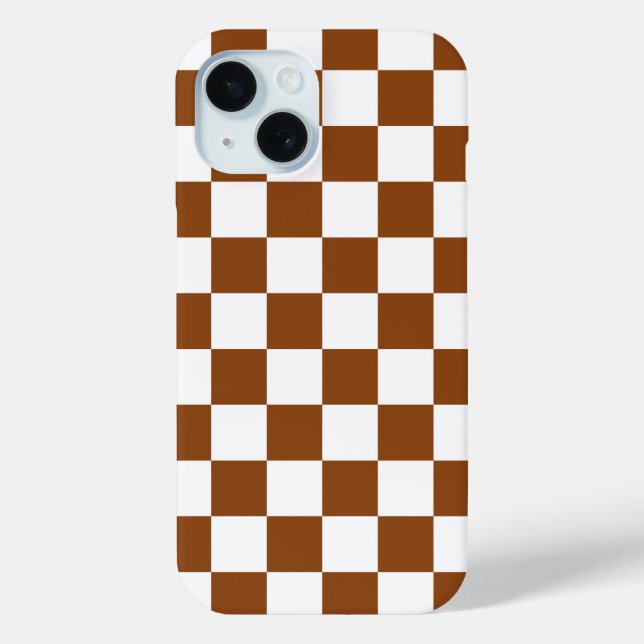 Coques Case-Mate iPhone à damiers Brown et blanc (Verso)