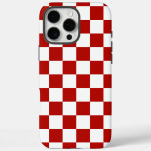 Coque iPhone 16 Pro Max à damiers carré rouge blanc rétro