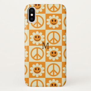 Case-Mate iPhone Case à damiers Fleurs souriantes Paix Signal orange Per