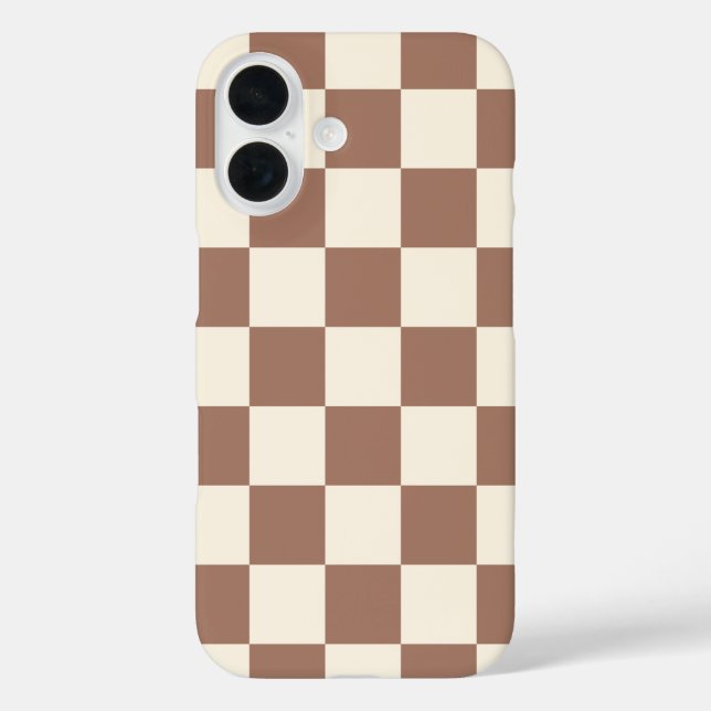 Coques Case-Mate iPhone à damiers Mocha Mousse Brown blanche fille mignonn (Verso)
