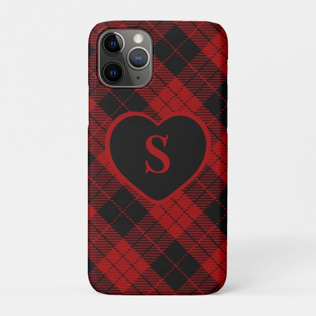 Coques Case-Mate iPhone à damiers Monogramme Noël Rouge Buffle Plaid (Dos)