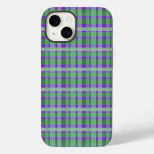 Coque Case-Mate iPhone à damiers Plaid Tartan Green Stripes Sur Violet