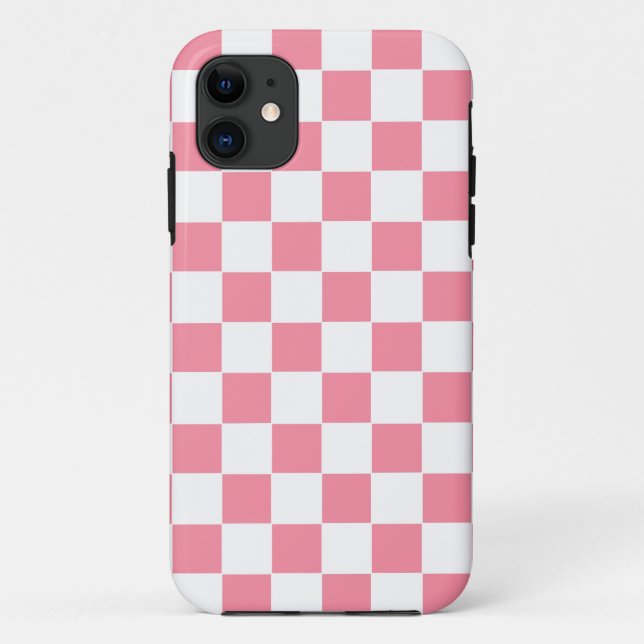 Coques Case-Mate iPhone à damiers rose et blanc (Dos)