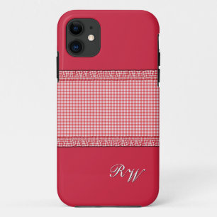 Coque Case-Mate Pour iPhone À damiers rouge avec Monogramme