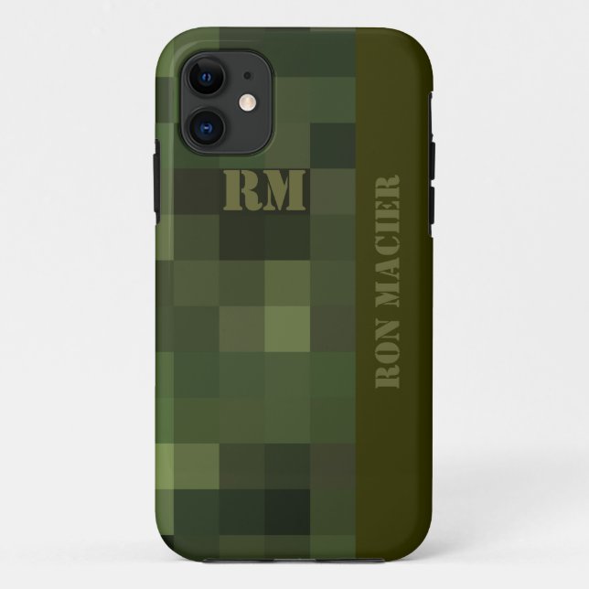 Coques Case-Mate iPhone à damiers vert camouflé (Dos)
