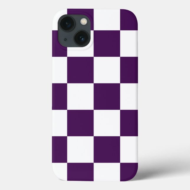 Coques Case-Mate iPhone à damiers violet et blanc (Verso)